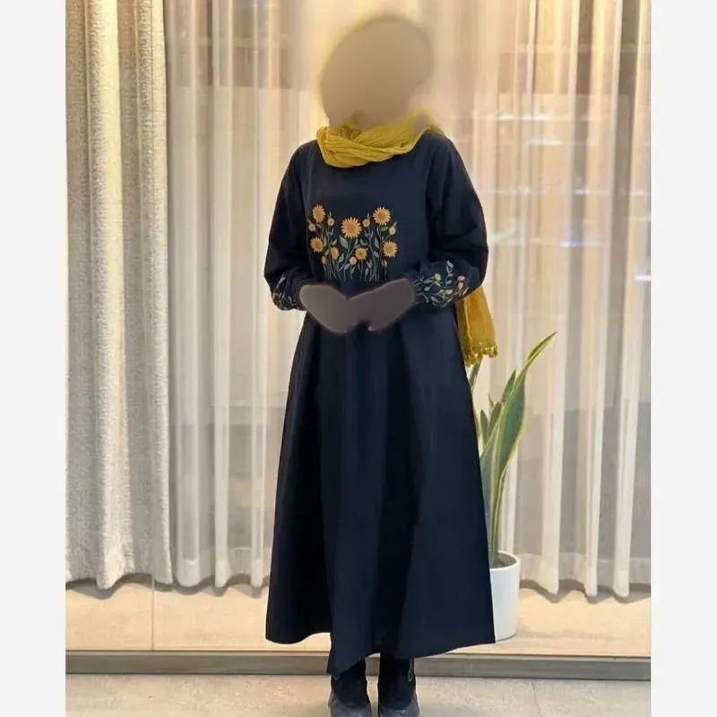 کفتان مخمل کبریتی آفتابگردان مشکی فری سایز
