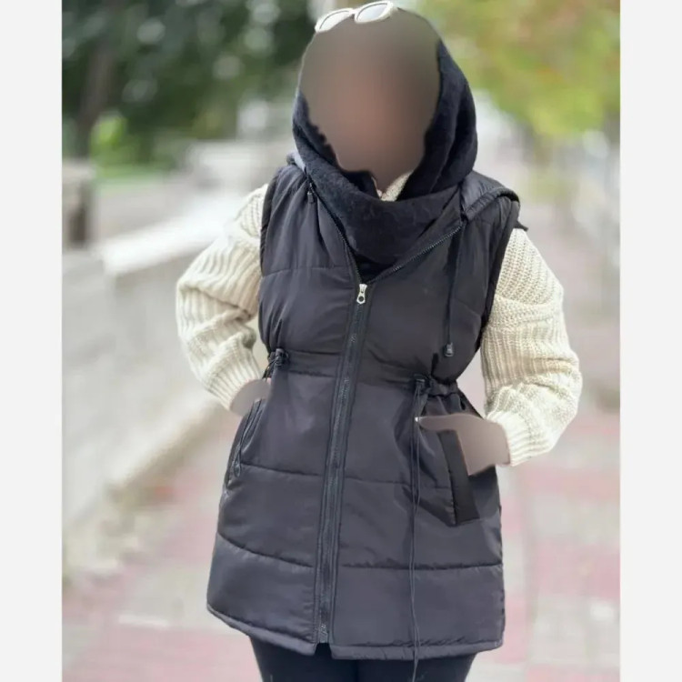 پافر کمرگت دار پروین جنس میکرو کجراه رنگ مشکی فری سایز