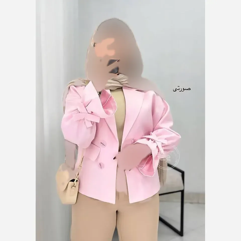 کت وانیک السا وارداتی اعلا فری سایز 36 تا 46 رنگ بندی یشمی صورتی نقرابی زرد کره ای قد 60 دور سینه 108 قد آستین 66 دور بازو 42 جلو باز دکمه نما