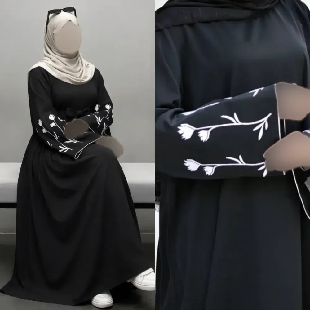 پیراهن عبایی گلاله مشکی گلدوزی شده جنس الیزه باکیفیت سایز 40 تا 50