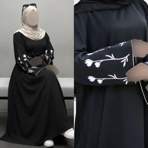 پیراهن عبایی گلاله مشکی گلدوزی شده جنس الیزه باکیفیت سایز 40 تا 50