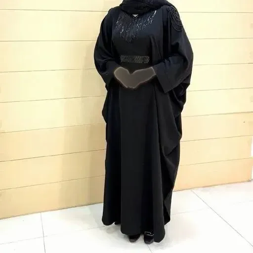 عبا زنانه مدل احلام جنس الیزه جت بلک رنگ مشکی فری سایز