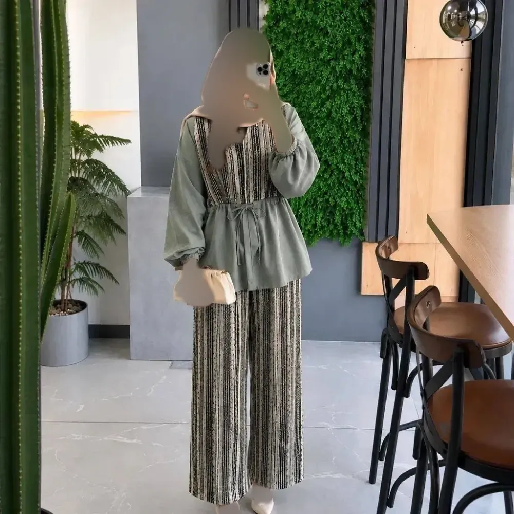 خرید ست شومیز و شلوار زنانه مدل پریدخت جنس شانتون و لینن کنفی