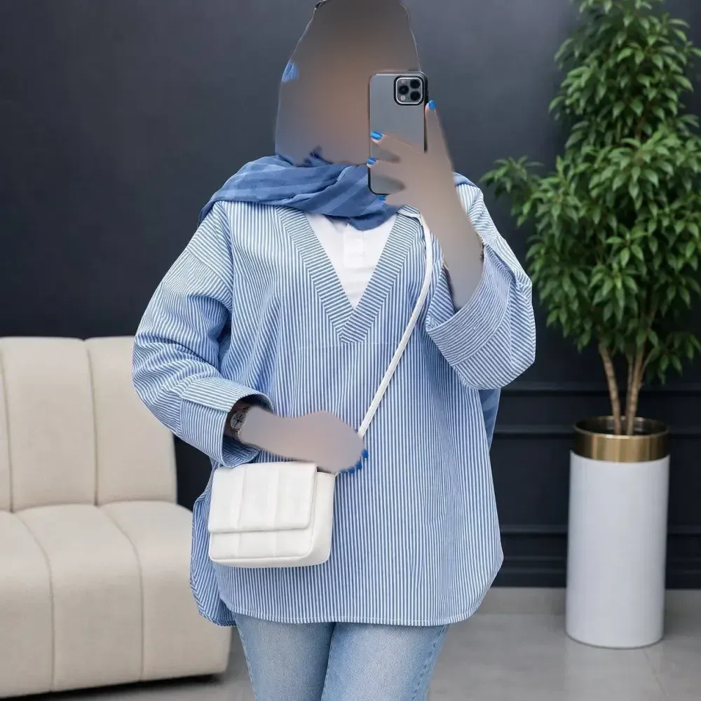 تونیک مانتویی نیکیتا جنس تترون نخ اعلا رنگ آبی سایز فری 36 تا 50