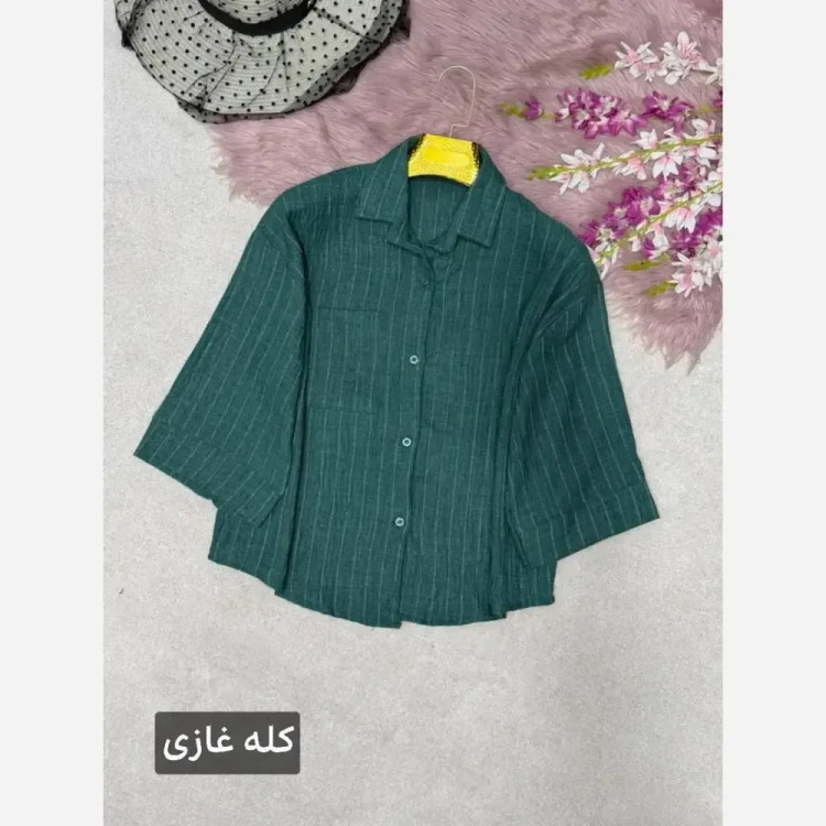 شومیز باکسی شانتون دیپلمات فری سایز 38 تا 46 رنگ مشکی سبز نسکافه ای
