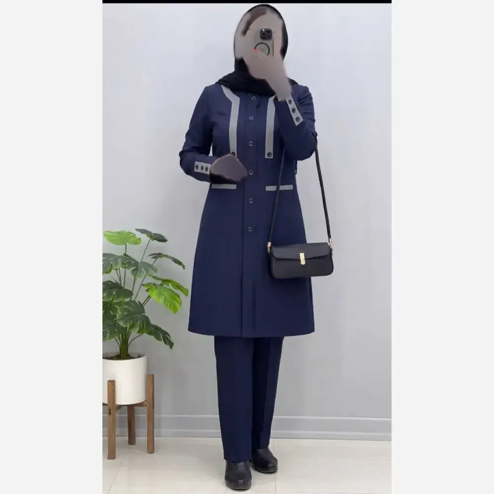 ست اداری اطلس جنس مکانیک پرشیا رنگ مشکی سورمه طوسی آبی