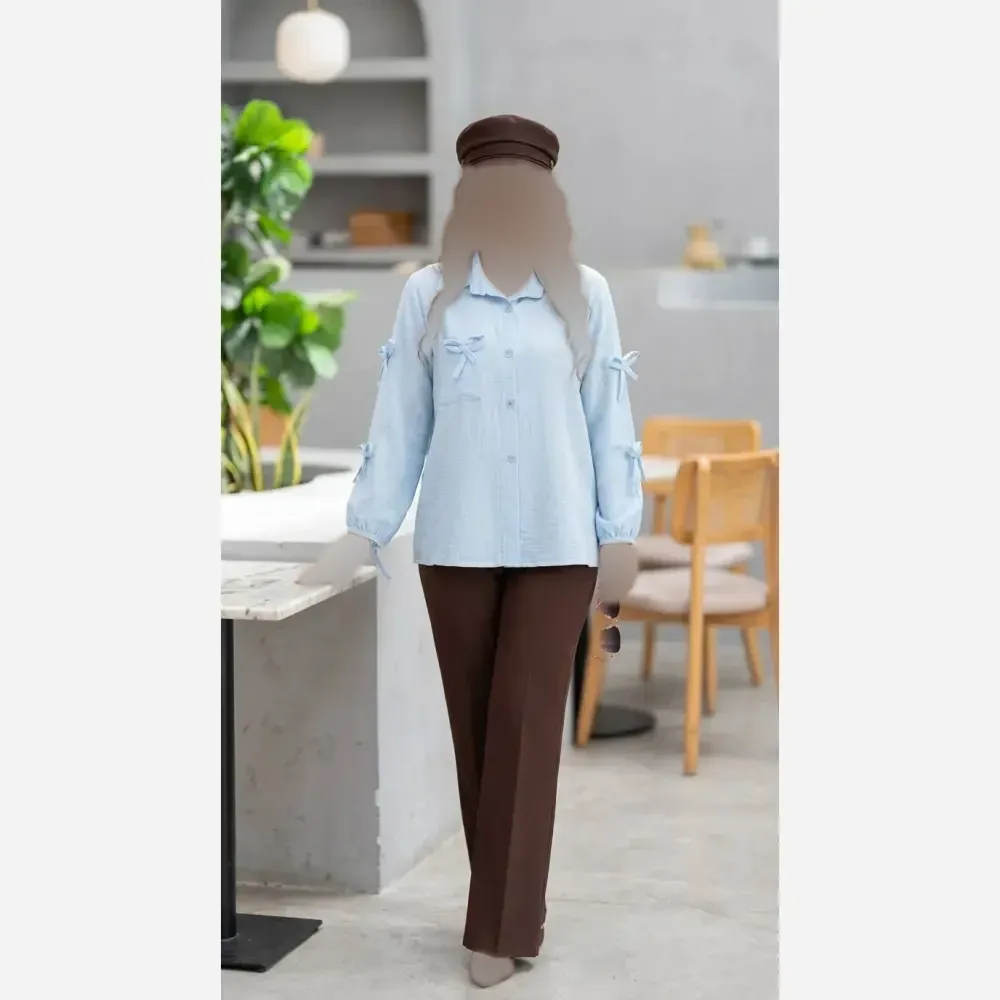 شومیز مانتویی تینا 288 جنس ینزی درجه یک سایز فری رنگ بندی مشکی یشمی سورمه ای آبی صورتی قهوه ای