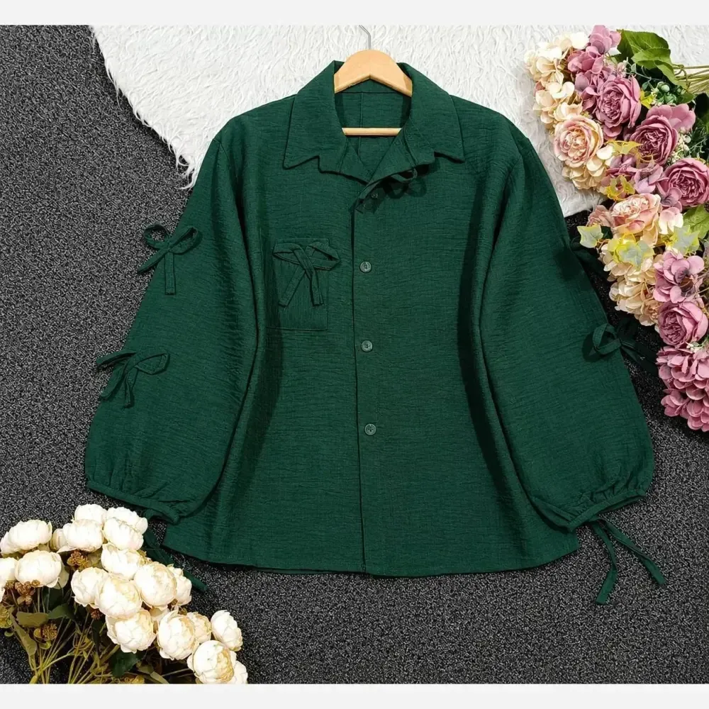 شومیز مانتویی تینا 288 جنس ینزی درجه یک سایز فری رنگ بندی مشکی یشمی سورمه ای آبی صورتی قهوه ای