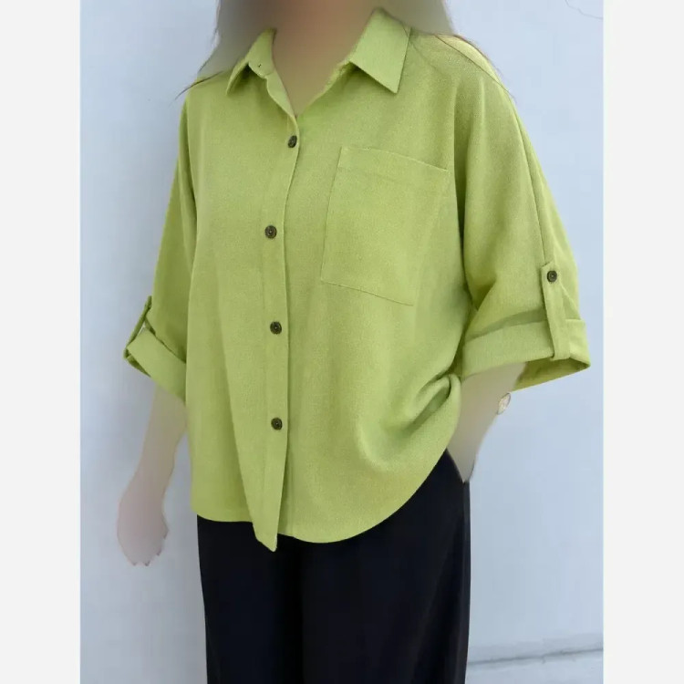 شومیز باکسی لینن درجه یک زنانه سایز فری تا 48