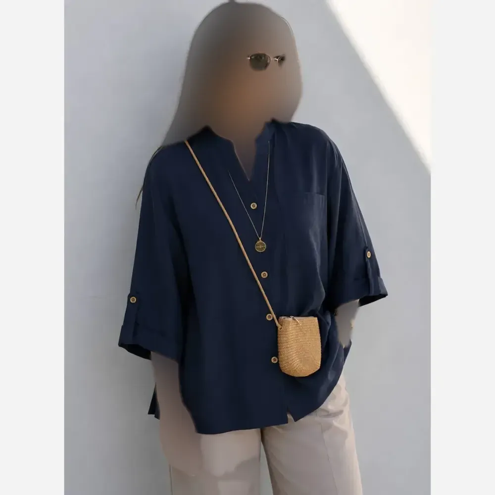 شومیز باکسی داکرون زنانه فری سایز مشکی و سدری