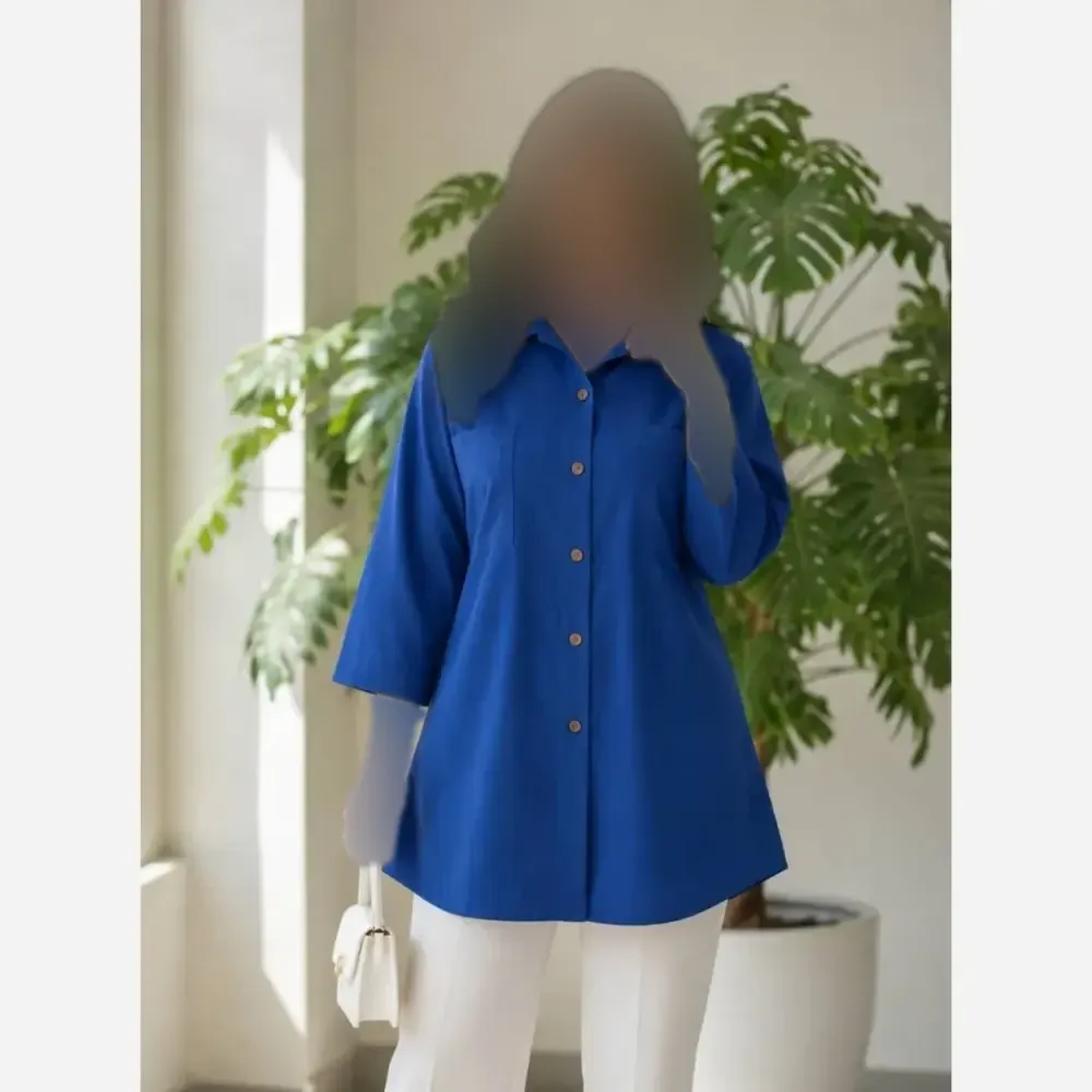 شومیز باکسی جیب دوبل داکرون زنانه در رنگهای کله غازی، زرشکی، آبی و کاربنی در سایزهای 1 و 2
