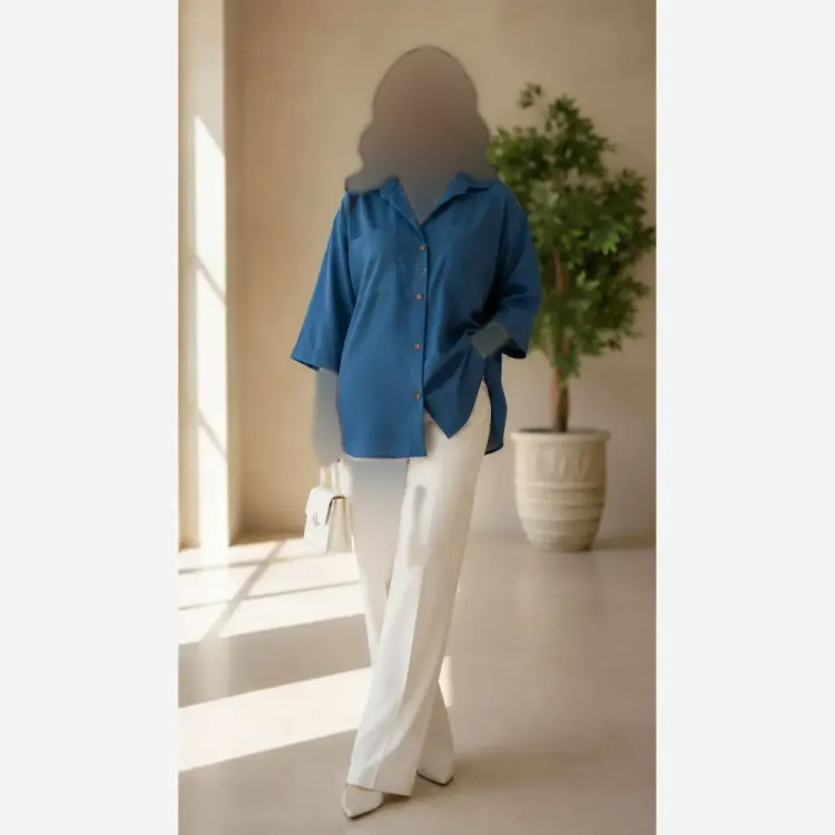 شومیز باکسی جیب دوبل داکرون زنانه در رنگهای کله غازی، زرشکی، آبی و کاربنی در سایزهای 1 و 2