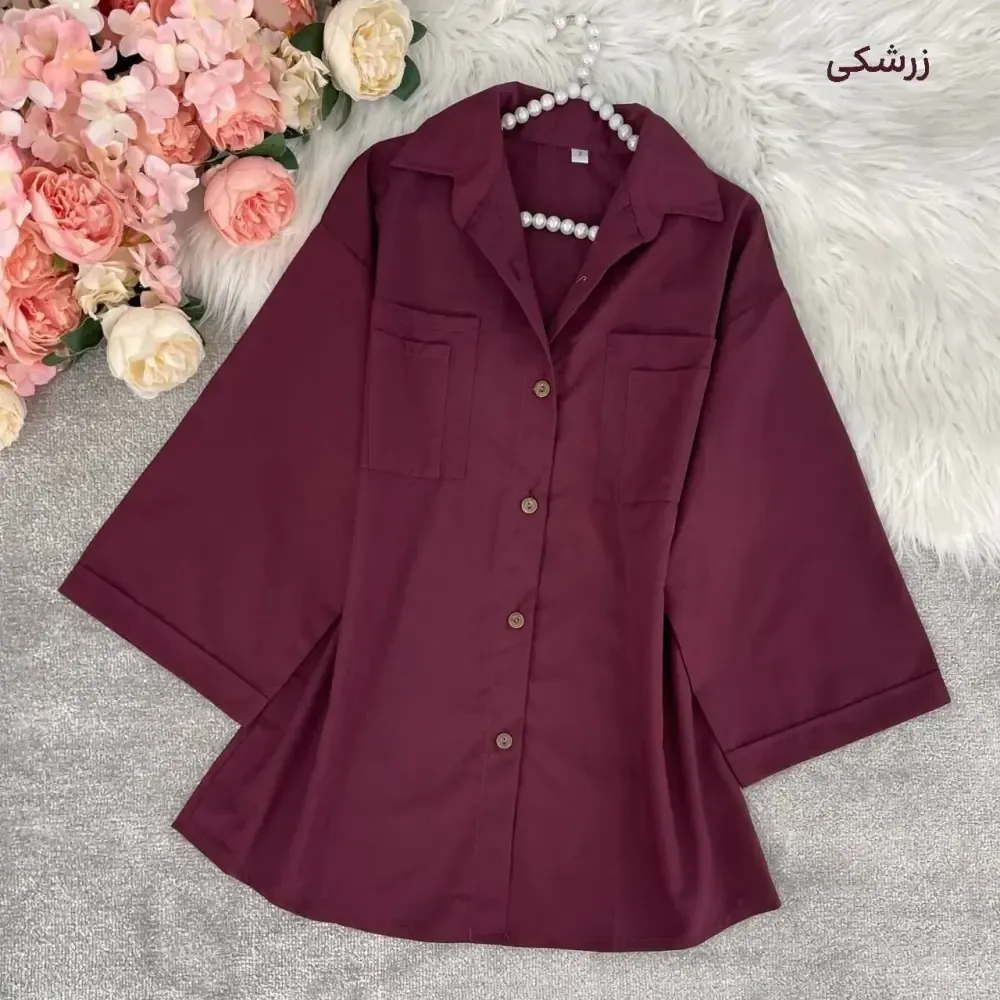 شومیز باکسی جیب دوبل داکرون زنانه در رنگهای کله غازی، زرشکی، آبی و کاربنی در سایزهای 1 و 2