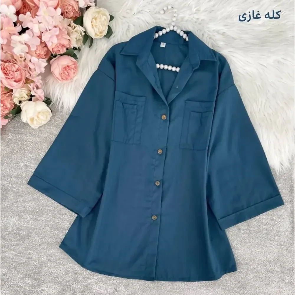 شومیز باکسی جیب دوبل داکرون زنانه در رنگهای کله غازی، زرشکی، آبی و کاربنی در سایزهای 1 و 2