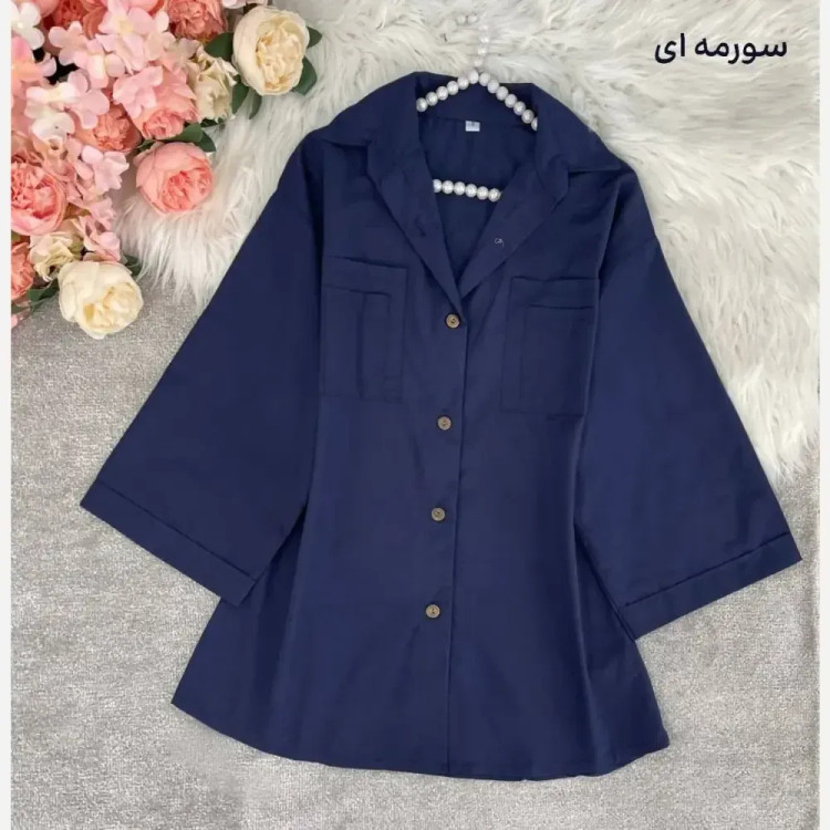 شومیز باکسی جیب دوبل داکرون زنانه در رنگهای کله غازی، زرشکی، آبی و کاربنی در سایزهای 1 و 2