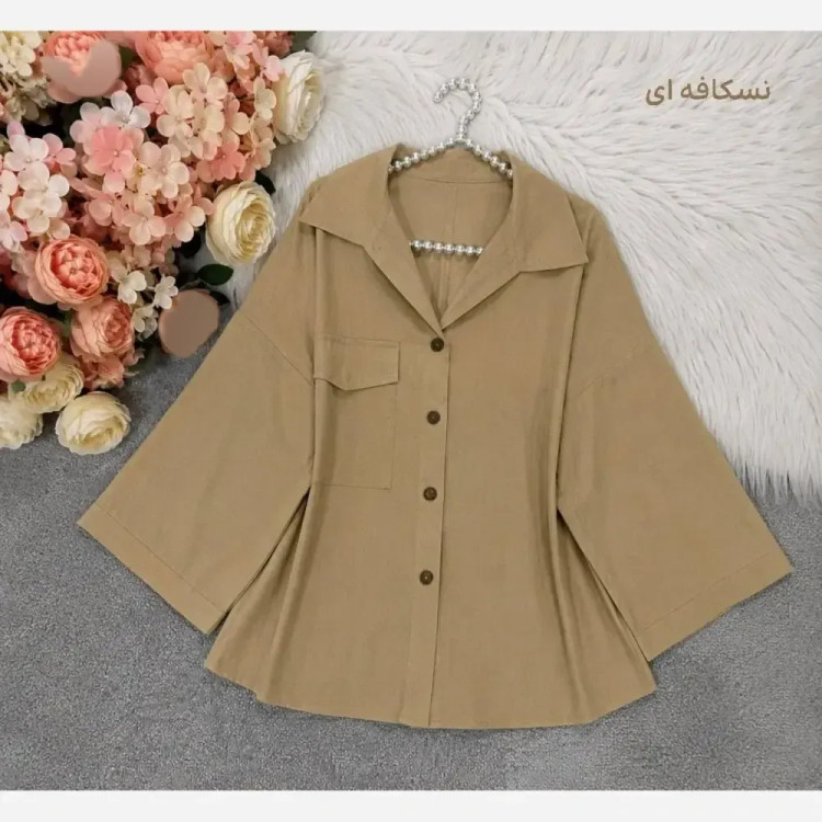 شومیز باکسی لینن درجه یک مشکی فری سایز تا 48