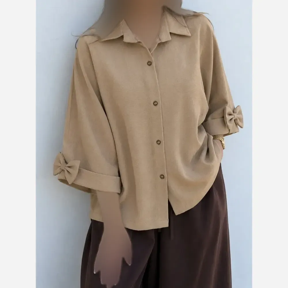 شومیز باکسی لینن درجه یک رنگ مشکی فری سایز