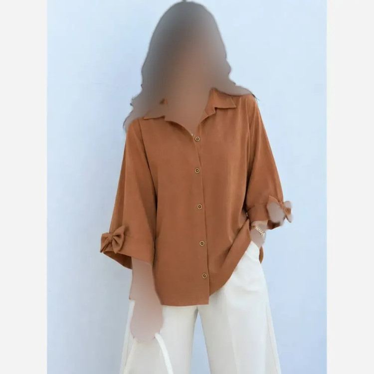 شومیز باکسی لینن درجه یک رنگ مشکی فری سایز