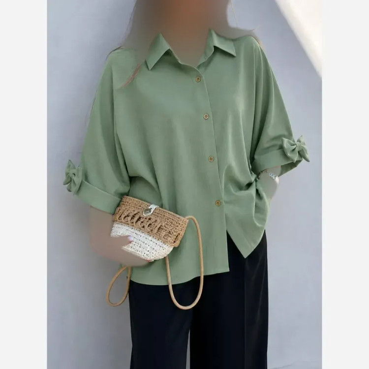 شومیز باکسی داکرون زنانه رنگ مشکی و سدری فری سایز تا 48