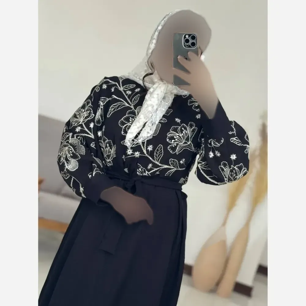 پیراهن بلند سوزندوزی لینن فری سایز درجه یک