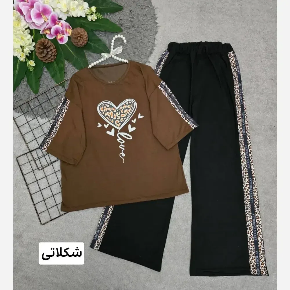 ست تیشرت و شلوار پنبه زنانه طرح بلوبری فری سایز