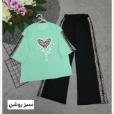 ست تیشرت و شلوار پنبه زنانه طرح بلوبری فری سایز
