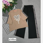 ست تیشرت و شلوار پنبه زنانه طرح بلوبری فری سایز