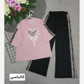 ست تیشرت و شلوار پنبه زنانه طرح بلوبری فری سایز