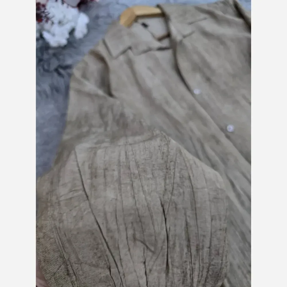 شومیز گازوئیلی زنانه فری سایز رنگ مشکی کرم نسکافه ای