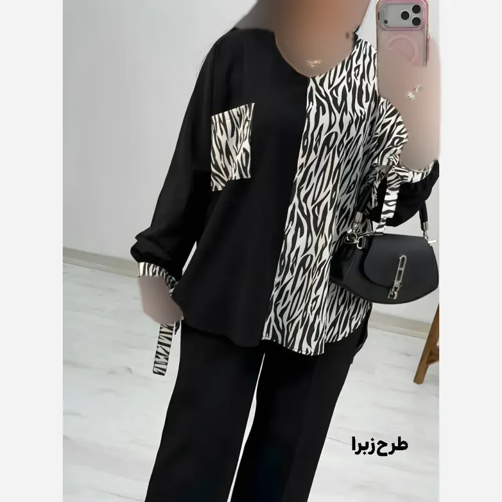 شومیز طرحدار نجلا جنس کرپ بوگاتی