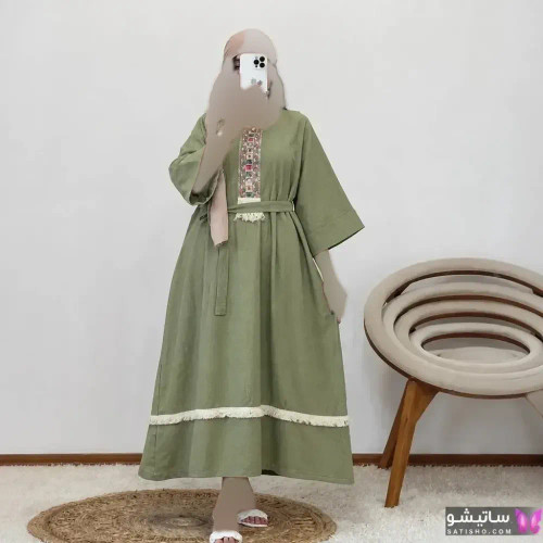 کفتان نوار کنفی موسلین دبل فیس فری سایز رنگ مشکی و سدری