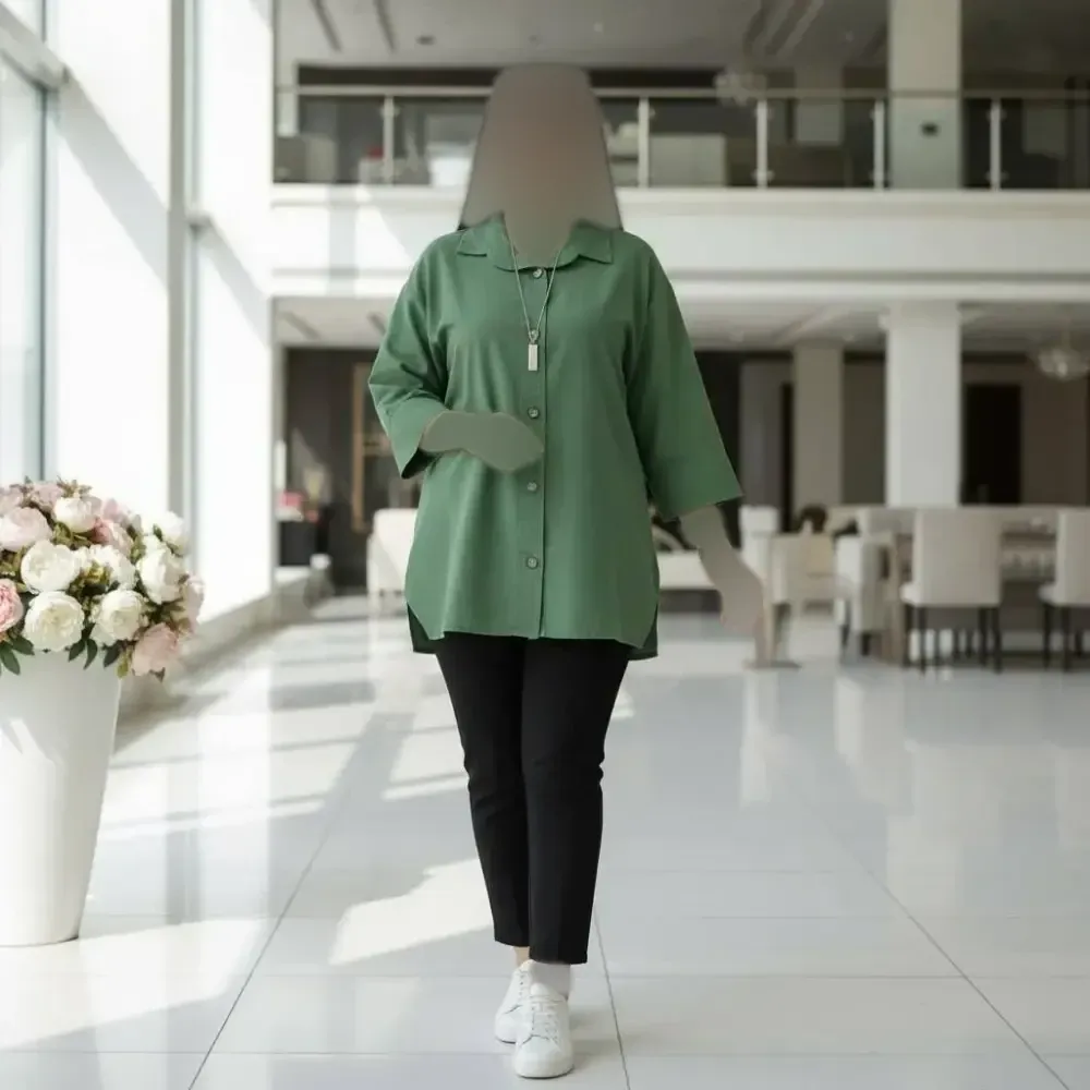 مانتو باکسی لنین پنبه ستایش فری سایز رنگ بندی متنوع