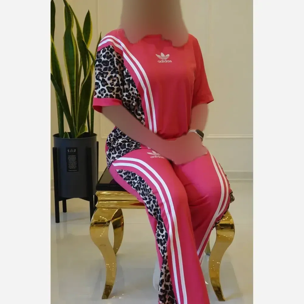 ست تیشرت و شلوار مدل ترانه جنس پنبه فری سایز