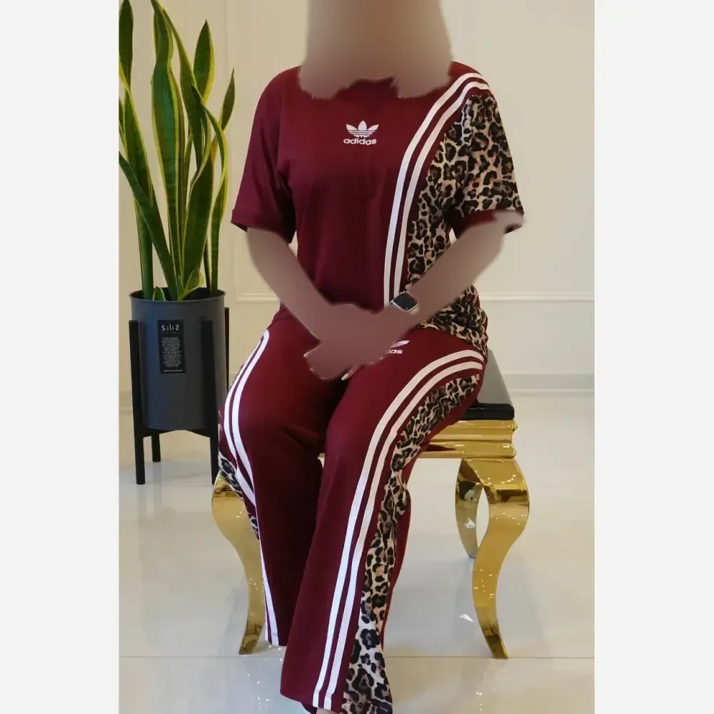 ست تیشرت و شلوار مدل ترانه جنس پنبه فری سایز