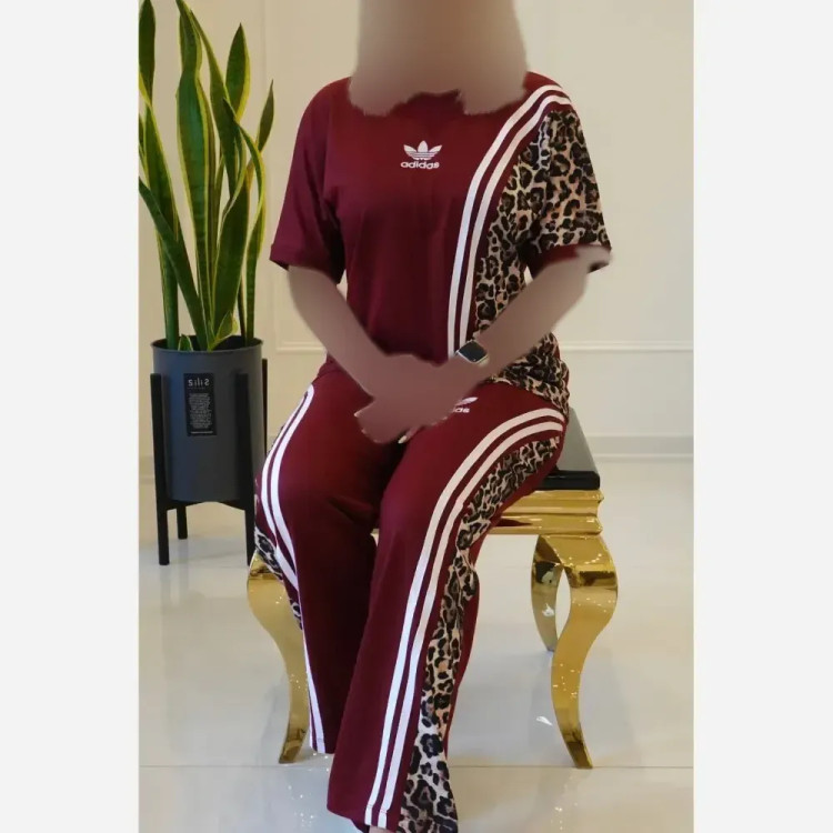 ست تیشرت و شلوار مدل ترانه جنس پنبه فری سایز