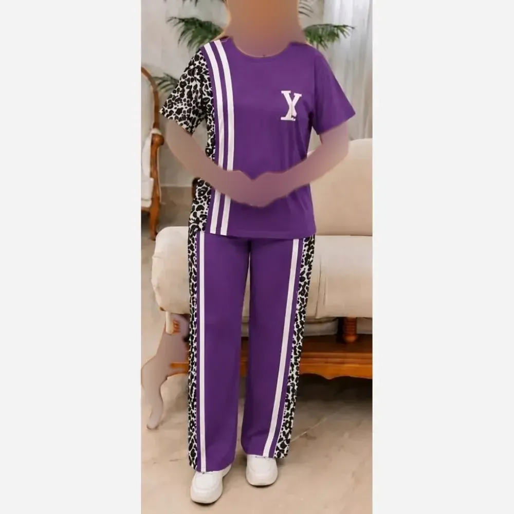 ست تیشرت و شلوار مدل ترانه جنس پنبه فری سایز