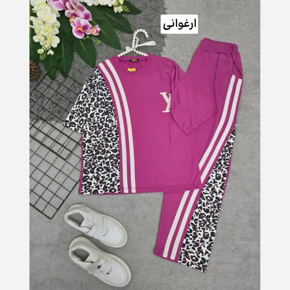 ست تیشرت و شلوار مدل ترانه جنس پنبه فری سایز