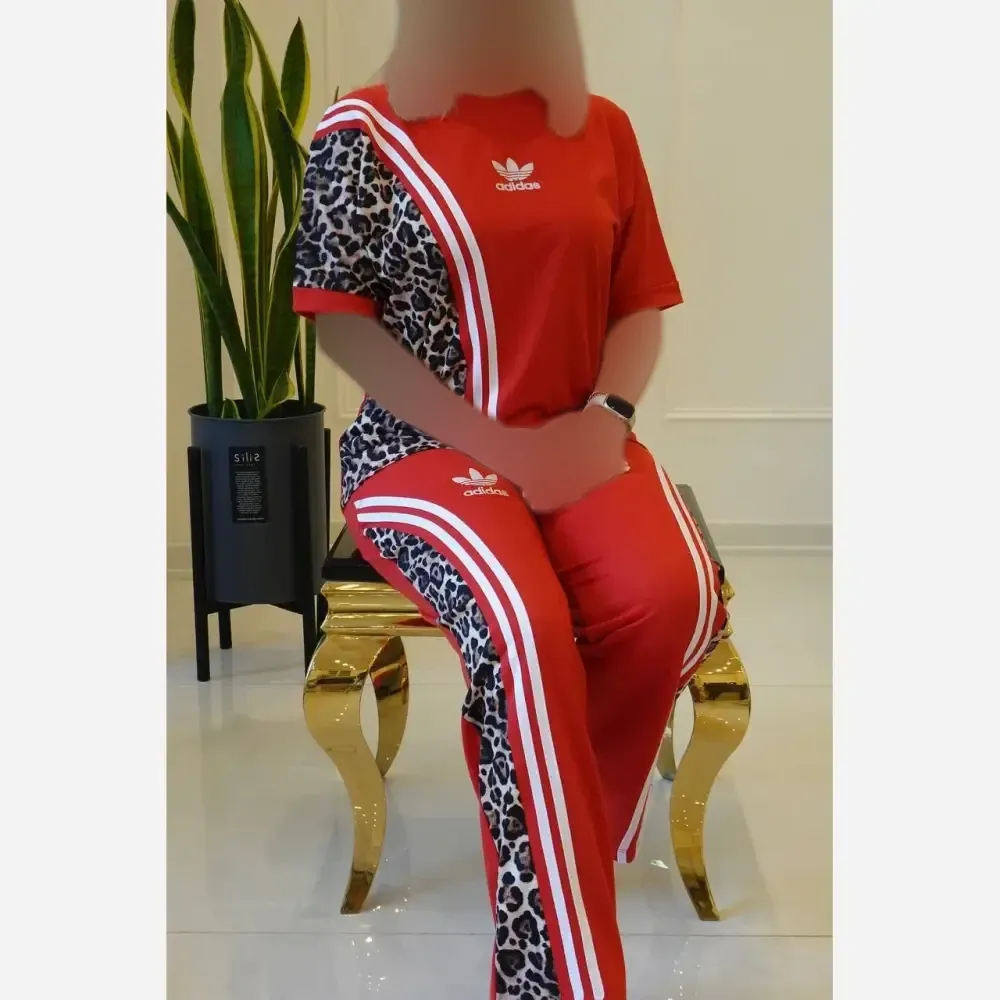 ست تیشرت و شلوار مدل ترانه جنس پنبه فری سایز