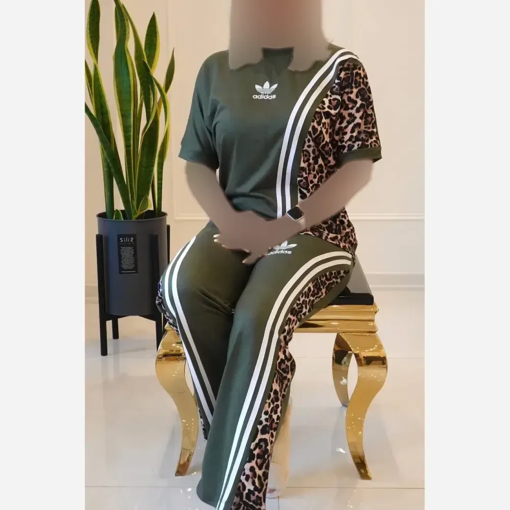 ست تیشرت و شلوار مدل ترانه جنس پنبه فری سایز