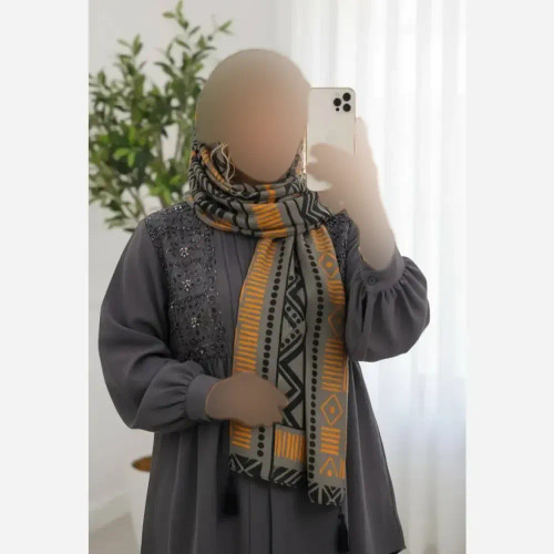 شال مصری نخ سانسفور ابعاد 182*70 فری سایز رنگبندی سرمه، زرشکی، کرم نارنجی، طوسی نارنجی