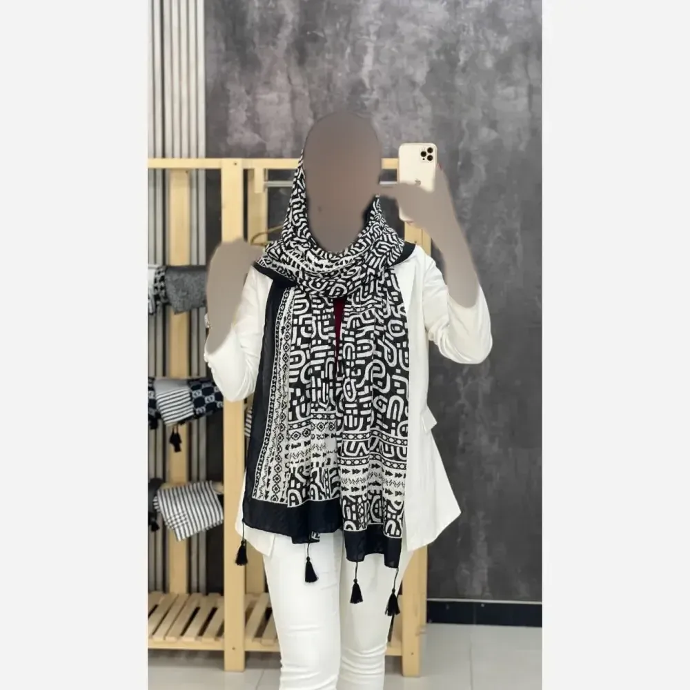شال پلیسه ژاکارد کالکشن بهار ابعاد 51*200 زنانه رنگبندی متنوع