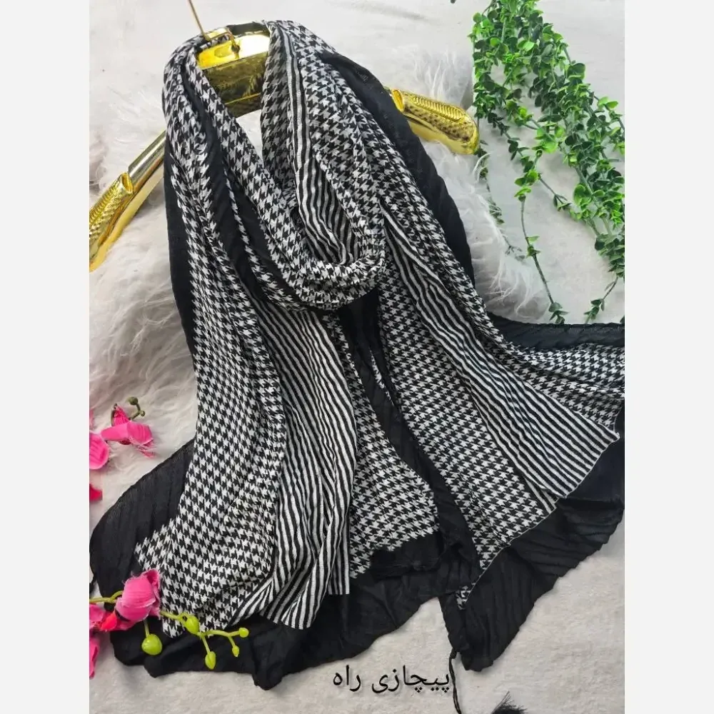 شال پلیسه ژاکارد کالکشن بهار ابعاد 51*200 زنانه رنگبندی متنوع