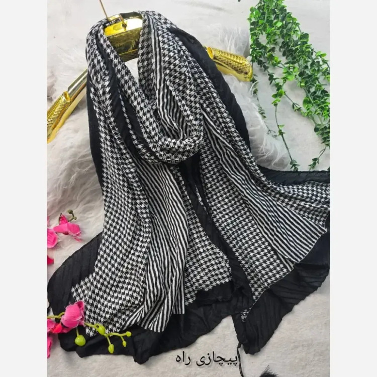 شال پلیسه ژاکارد کالکشن بهار ابعاد 51*200 زنانه رنگبندی متنوع