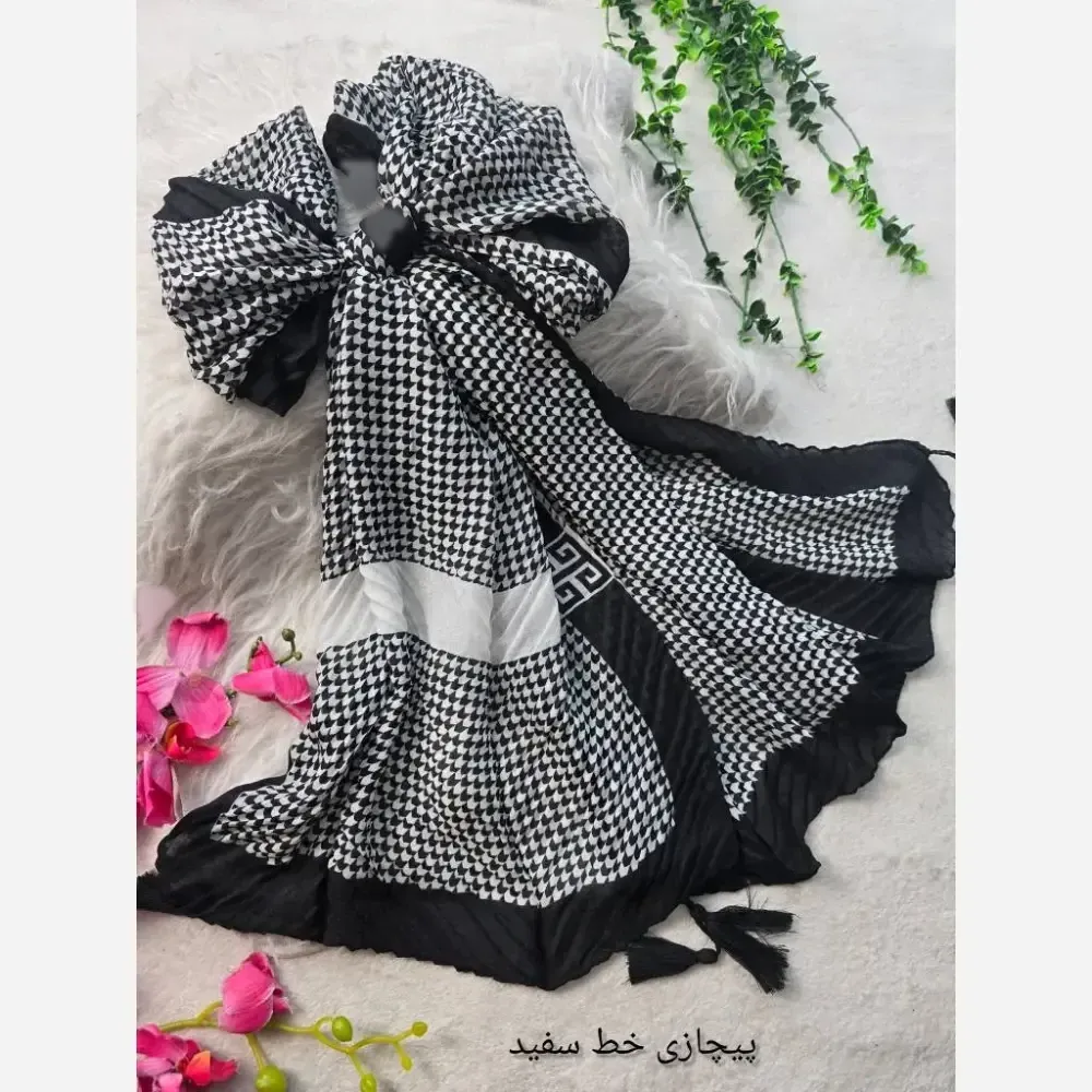 شال پلیسه ژاکارد کالکشن بهار ابعاد 51*200 زنانه رنگبندی متنوع