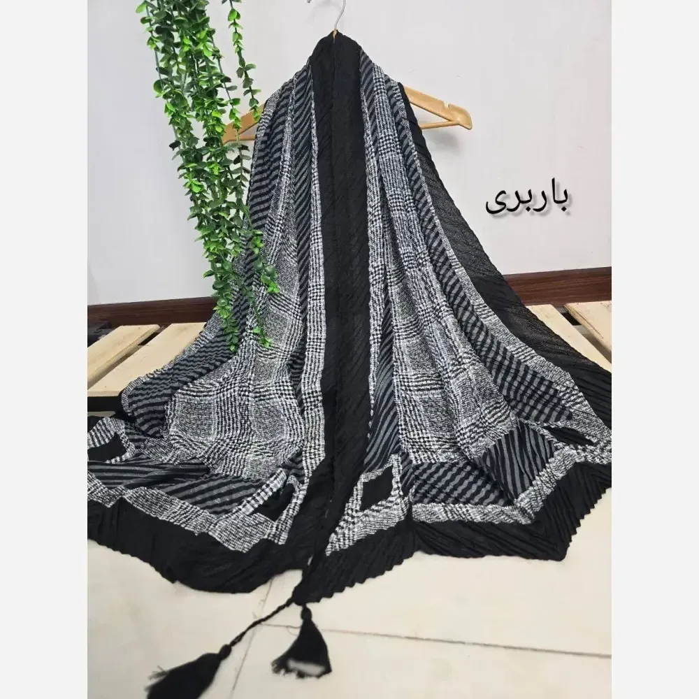 شال پلیسه ژاکارد کالکشن بهار ابعاد 51*200 زنانه رنگبندی متنوع