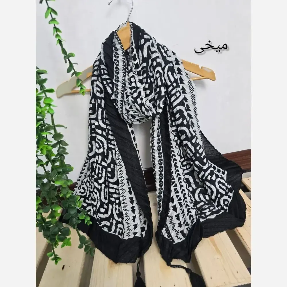 شال پلیسه ژاکارد کالکشن بهار ابعاد 51*200 زنانه رنگبندی متنوع