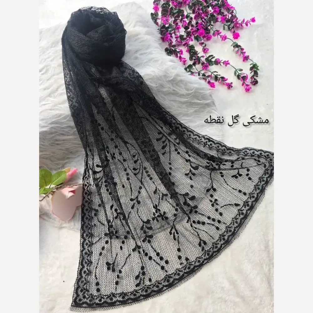 شال تور دانتل با حاشیه دانتل طرحدار در رنگ بندی متنوع فری سایز