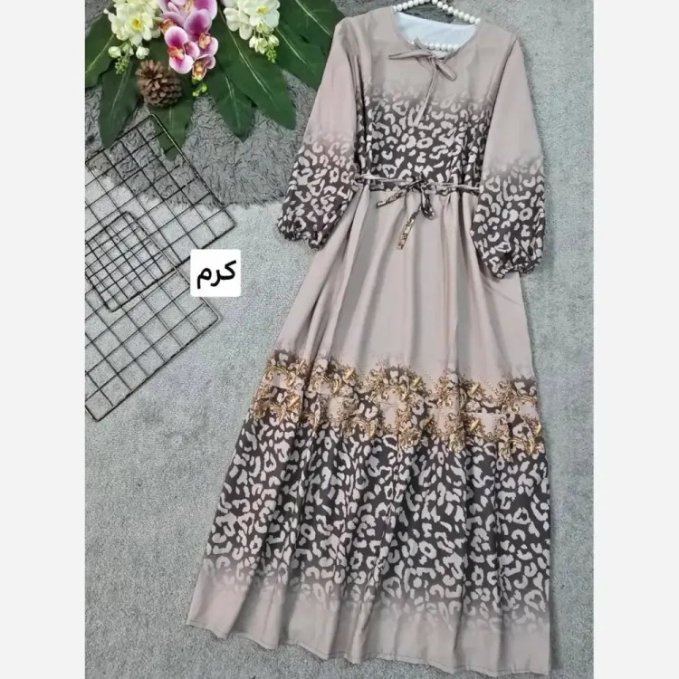 مانتو ساحلی زعفران بوگاتی فری سایز کرم کله غازی قد 130 سانت