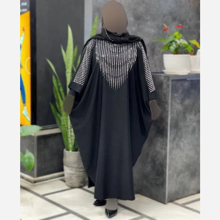 عبا افروز الیزه مشکی سایز 38 تا 50 قد 125 سانت بند تنظیم داخلی