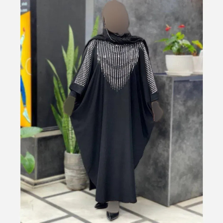 عبا افروز الیزه مشکی سایز 38 تا 50 قد 125 سانت بند تنظیم داخلی